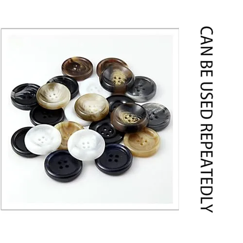 20/Set Resin Button Clothes Sewing Snaps Blazer Shirts 4 Holes Buttons (15mm, Black)