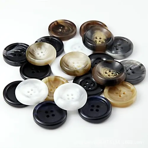 20/Set Resin Button Clothes Sewing Snaps Blazer Shirts 4 Holes Buttons (15mm, Black)