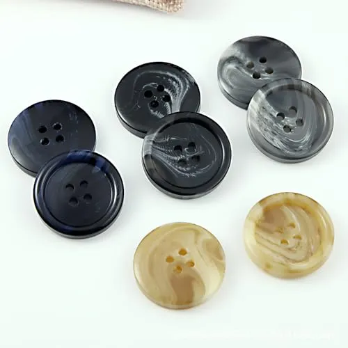 20/Set Resin Button Clothes Sewing Snaps Blazer Shirts 4 Holes Buttons (15mm, Black)