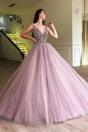 A-line Elegant Sparkly Gorgeous Princess Gown Stunning Tulle Prom Dresses