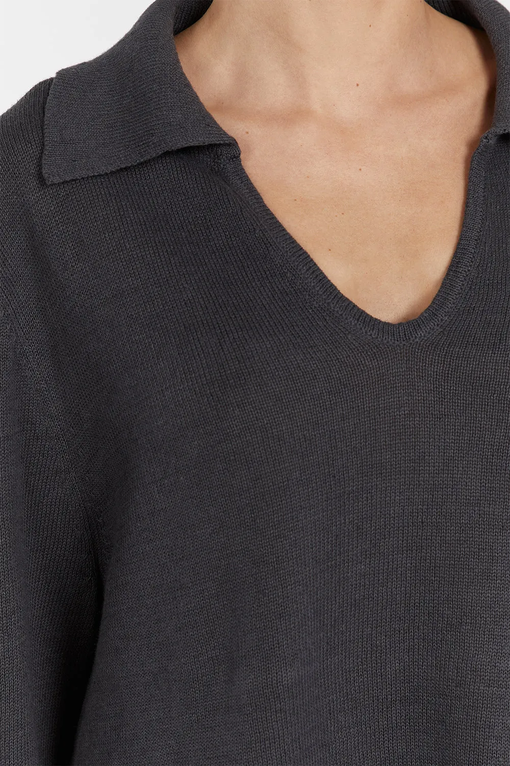 ALDER SLATE LONG SLEEVE KNIT TOP