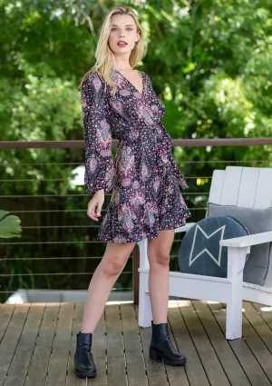 Allegra Long Sleeve Midi Dress - Black   Berry