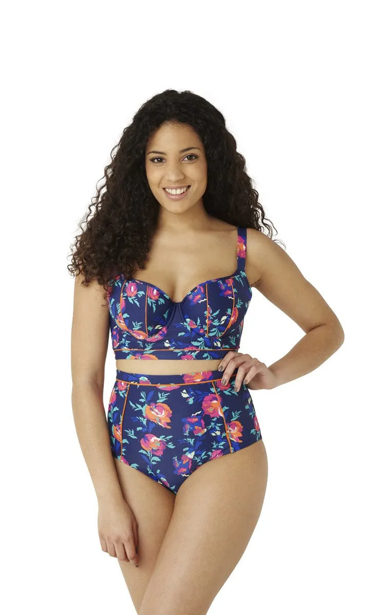 Cassie Floral Longline Balcony Bikini Top - Cleo Swim