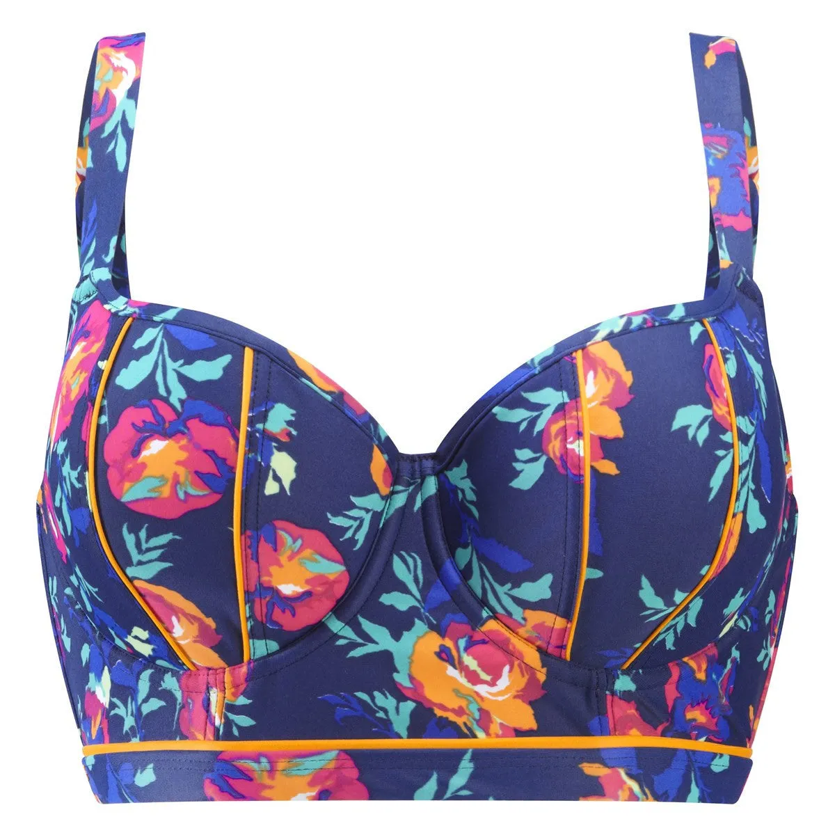 Cassie Floral Longline Balcony Bikini Top - Cleo Swim