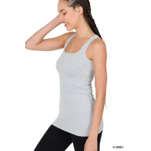 Charcoal Side-Ruched Tank Top