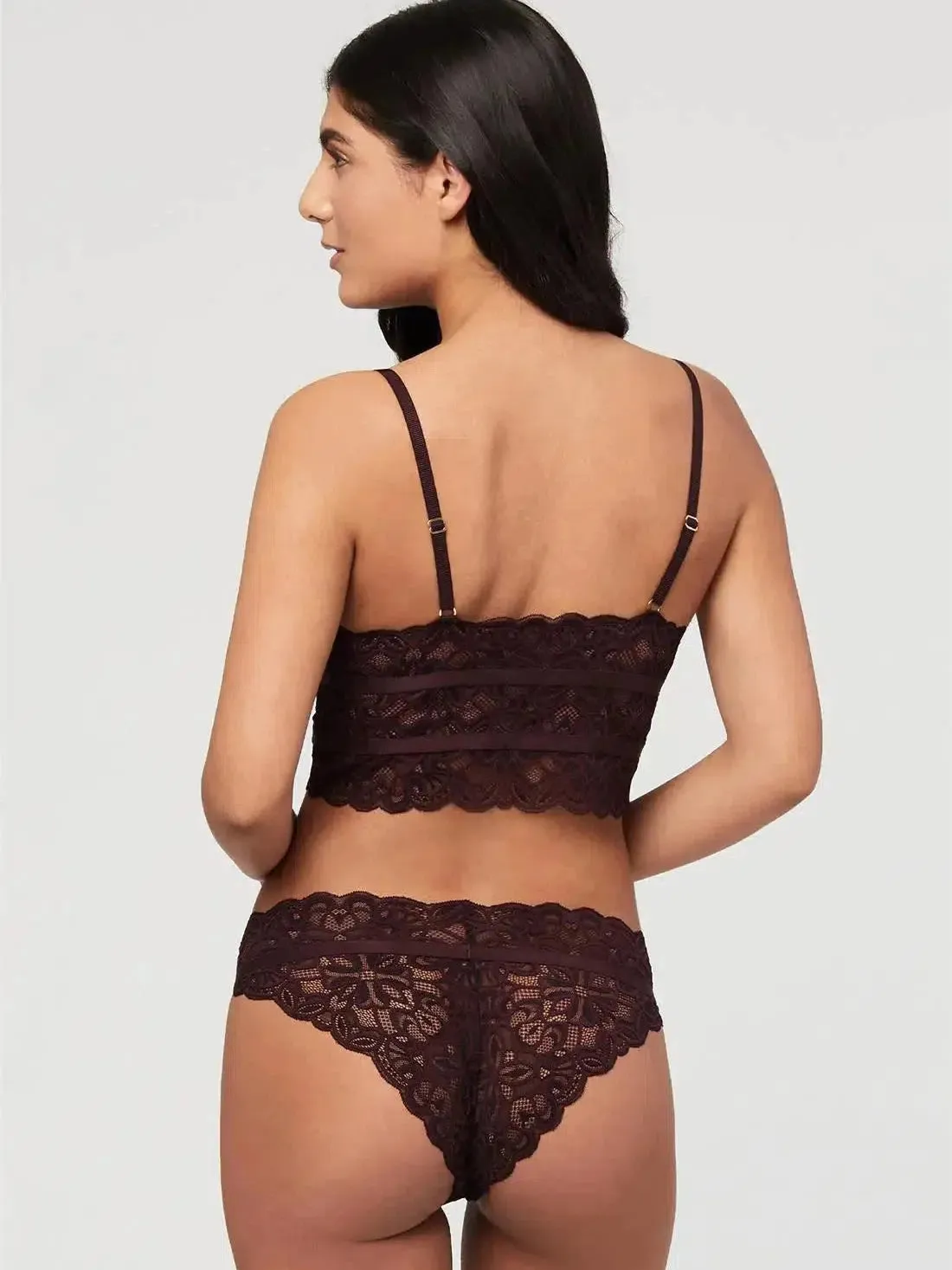 Cocoa Longline Bralette & Brazilian Panty Set