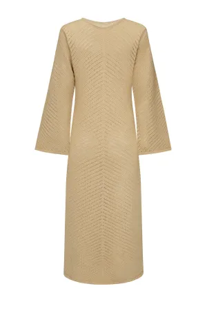 COSMIC DREAM L/S MAXI DRESS - BEIGE