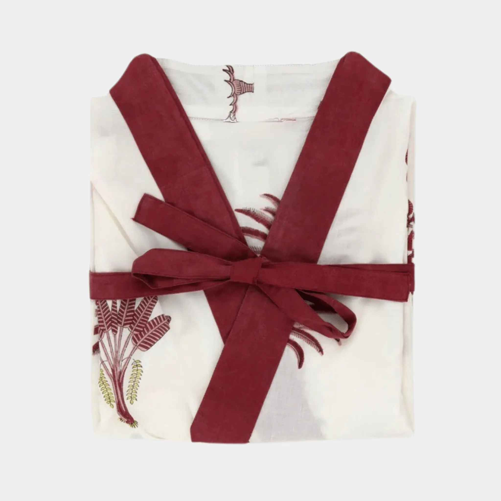 Cote Azur Palm Robe in Rouge