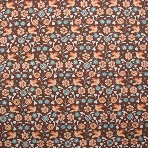 Coton imprimé fleurs Caroline fond marron