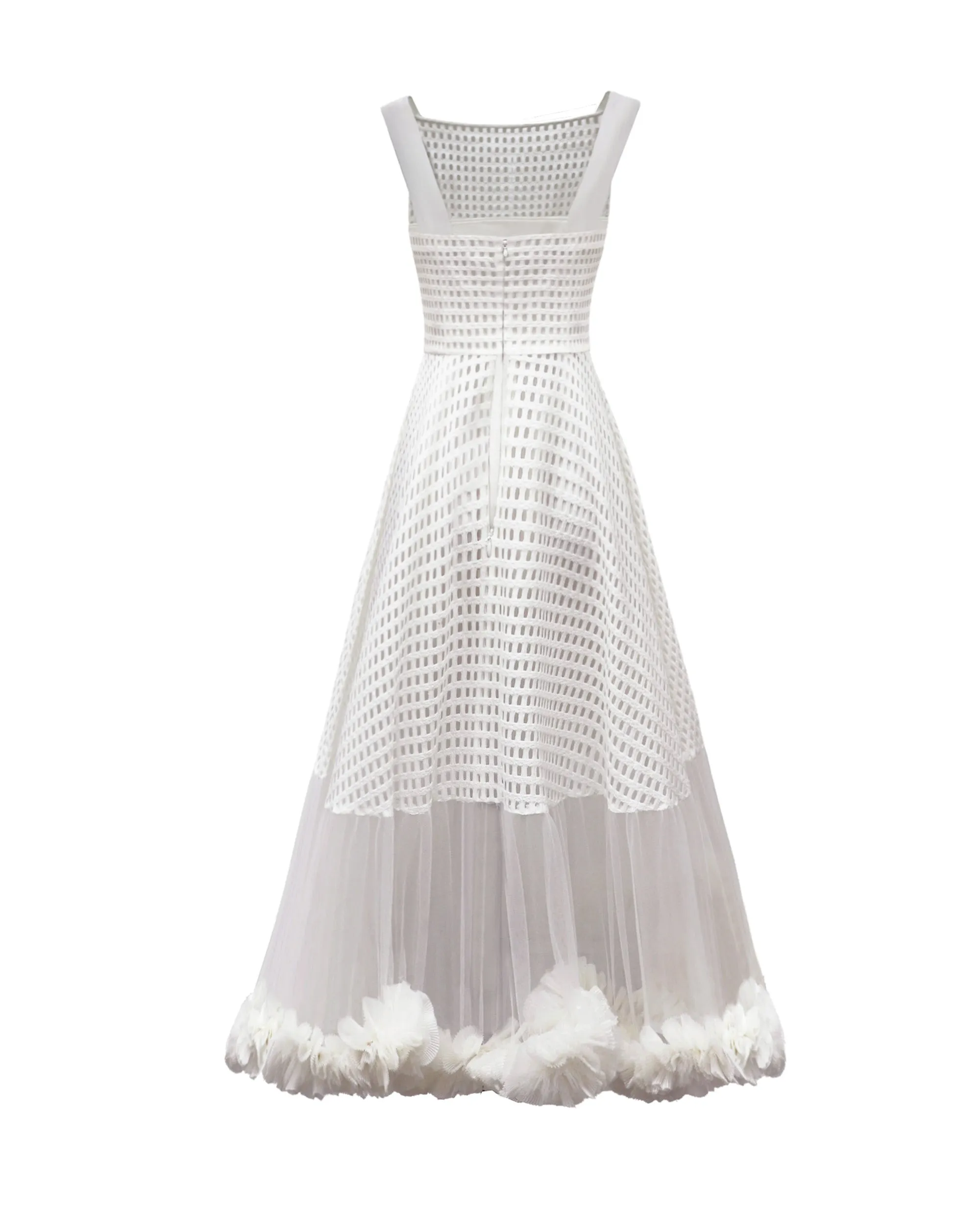 Crochet Lace Flared Midi Dress