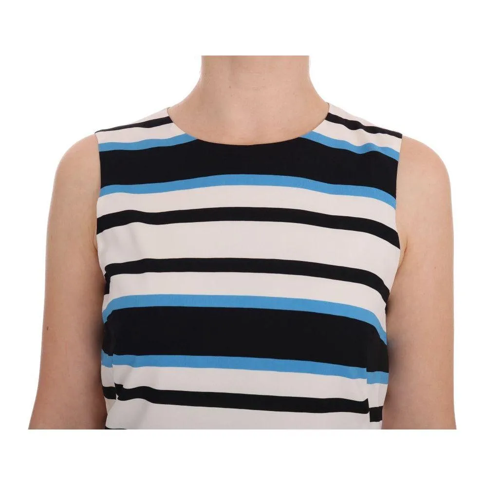 Dolce & Gabbana Elegant Sleeveless Striped Silk Shift Dress