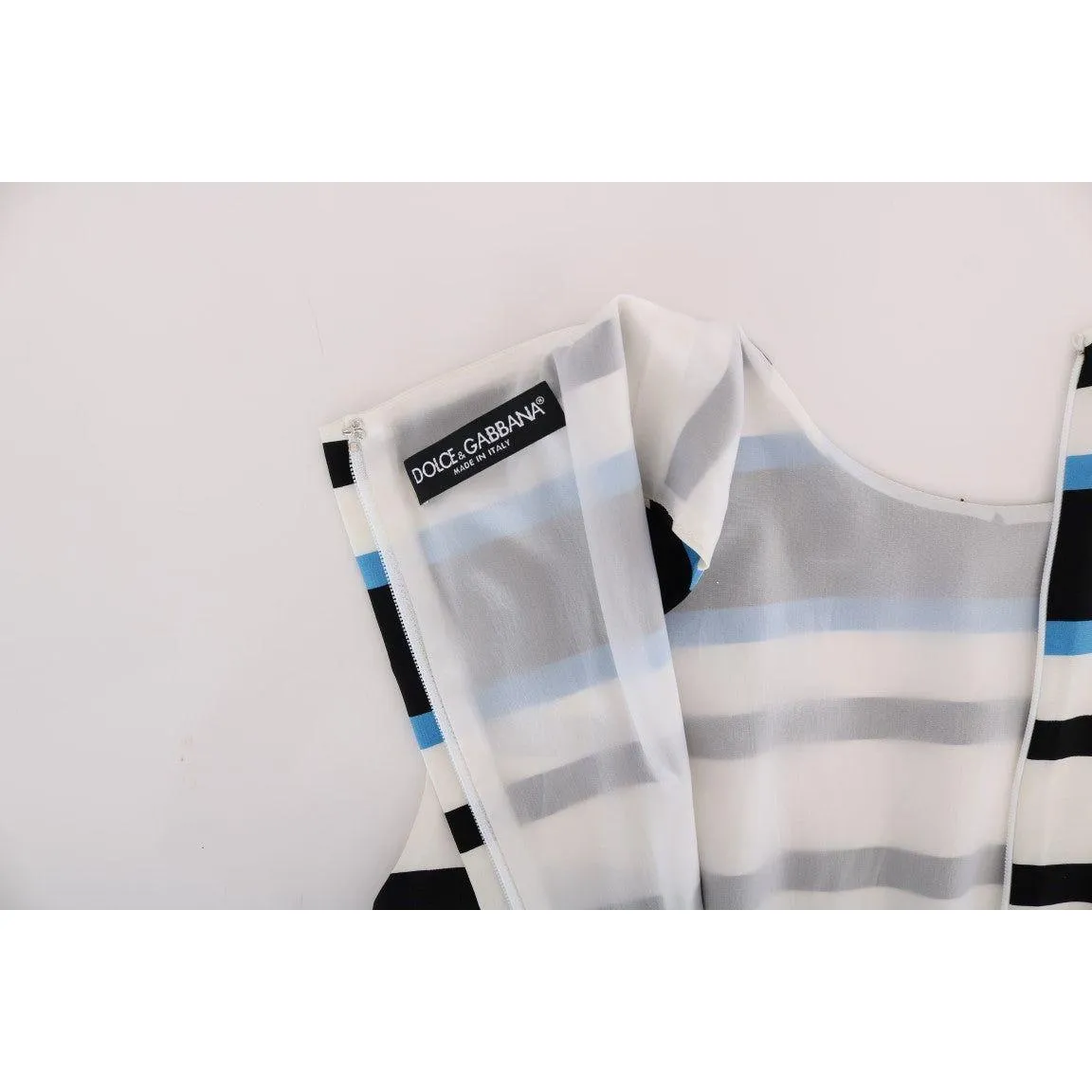 Dolce & Gabbana Elegant Sleeveless Striped Silk Shift Dress