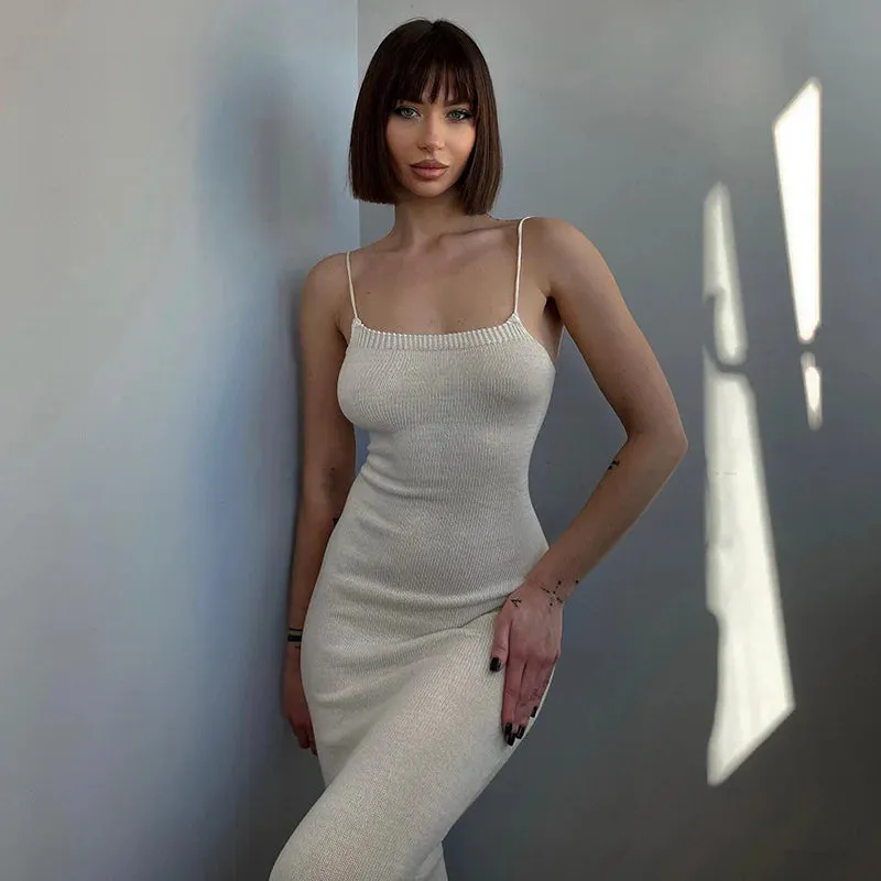 Elegant Bandage Backless Knit Maxi Dress