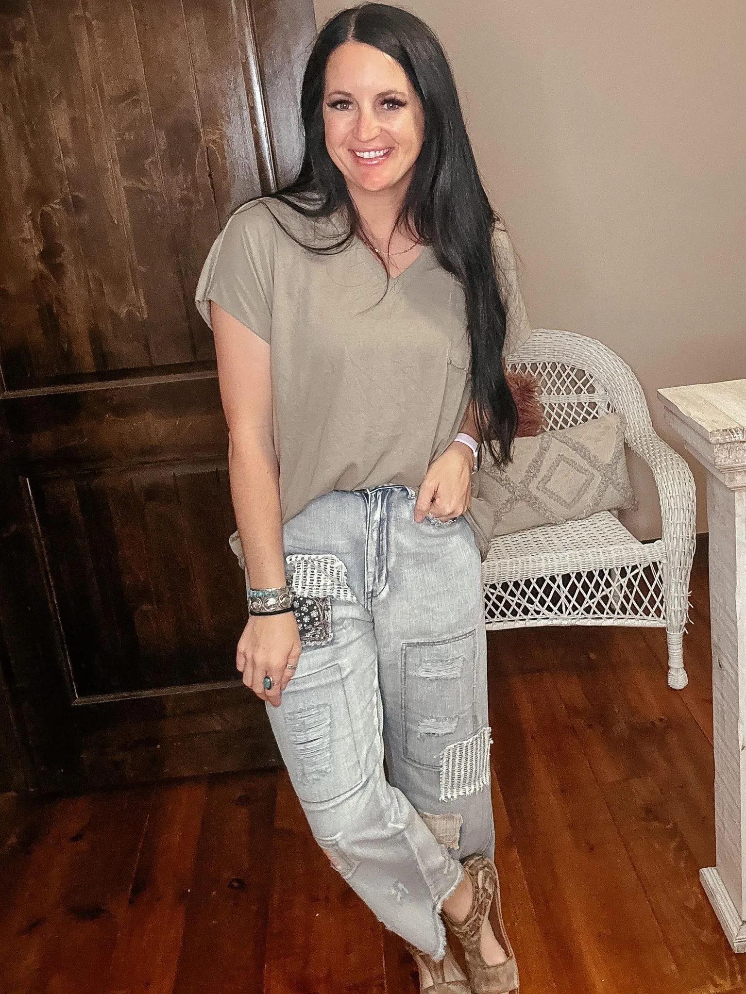 Elijah Patch Work Ankle Denim Jeans