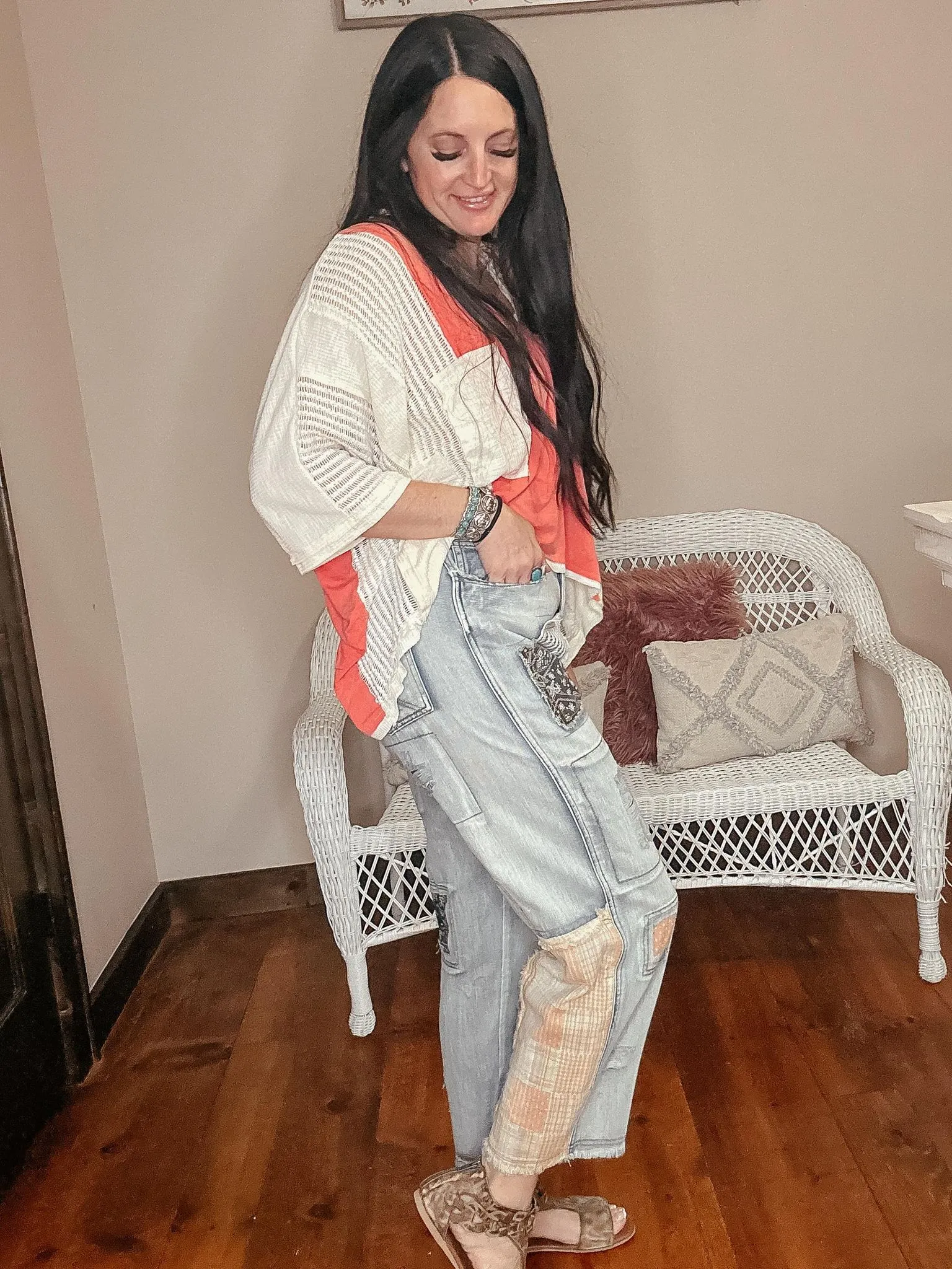 Elijah Patch Work Ankle Denim Jeans