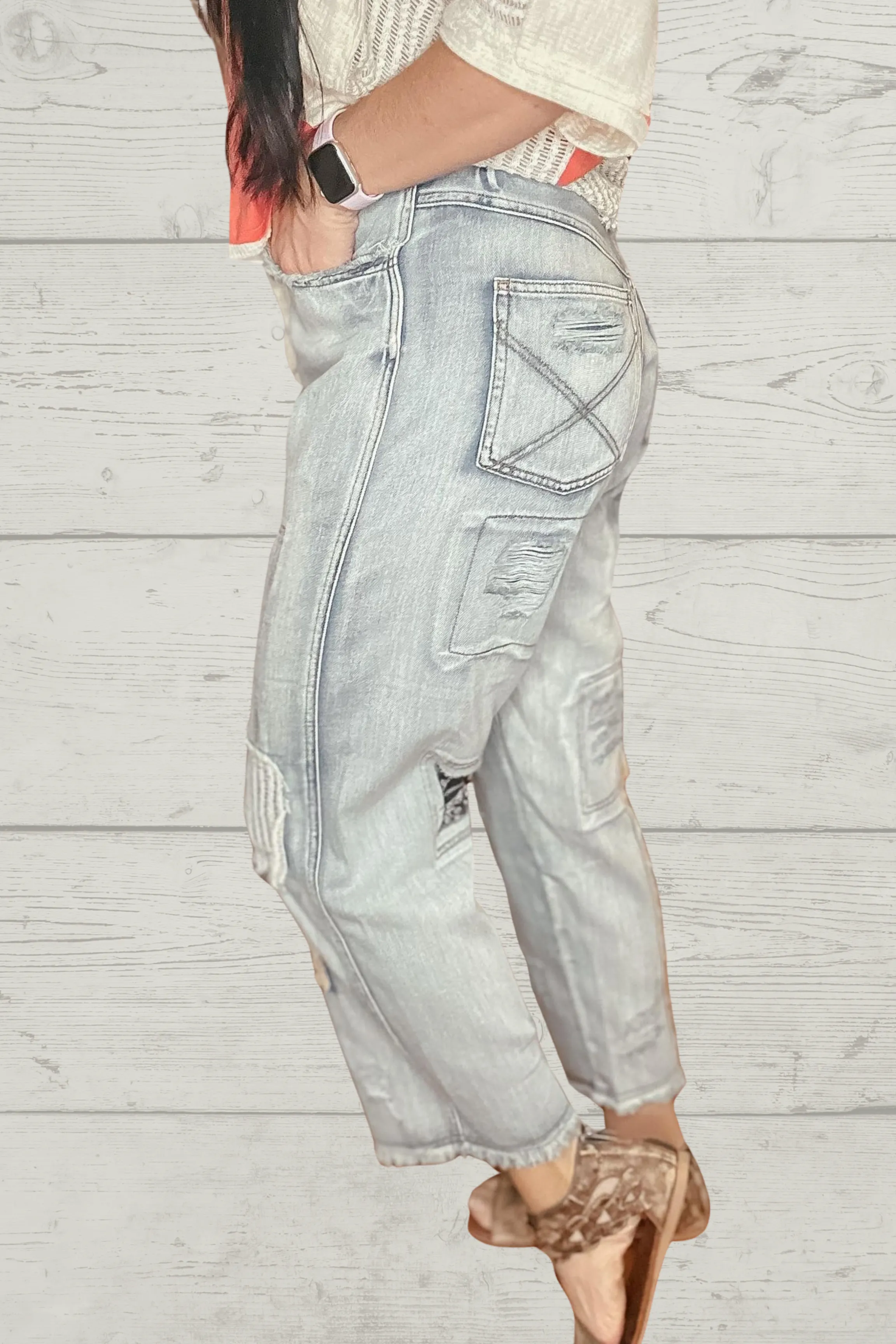 Elijah Patch Work Ankle Denim Jeans