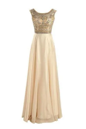 Floor-Length/Long A-Line/Princess Beading Floor-Length/Long Chiffon Prom Dresses