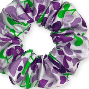 Floral Print Cotton Scrunchies Standard Size Made in the USA Purple