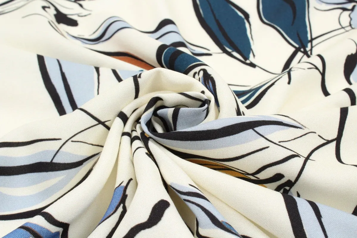 Fluid Viscose Floral Print - Lily Flowers Design - M.O.Q 30 Mts