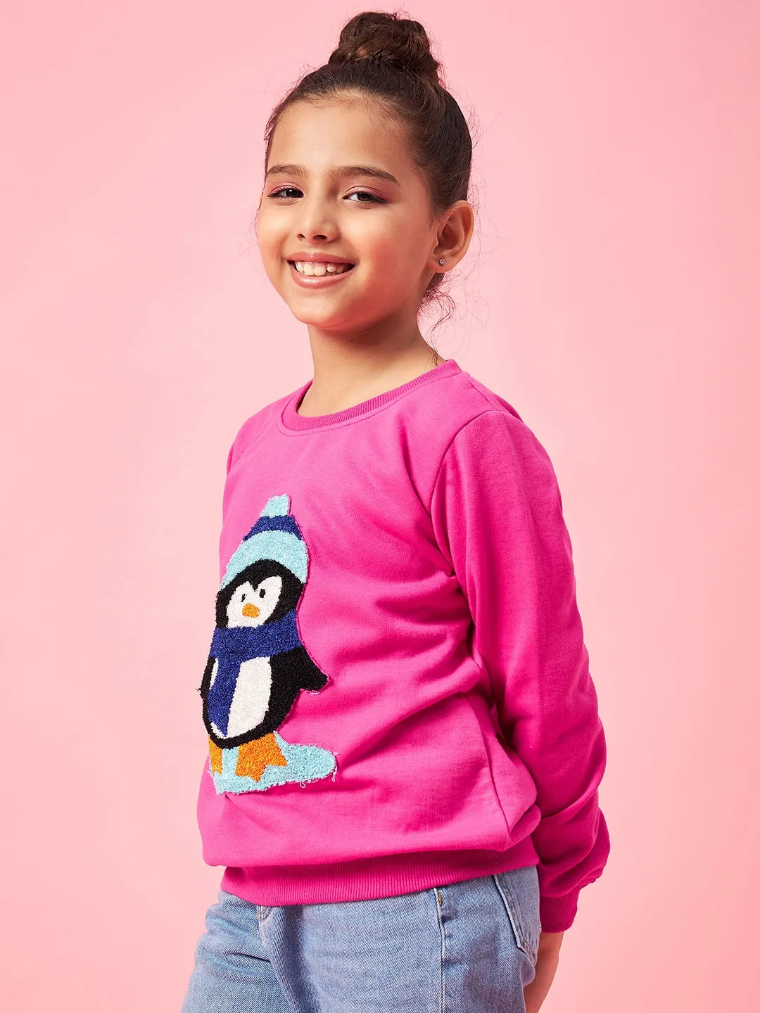 Girls Graphic Embroidered Pullover Sweatshirt