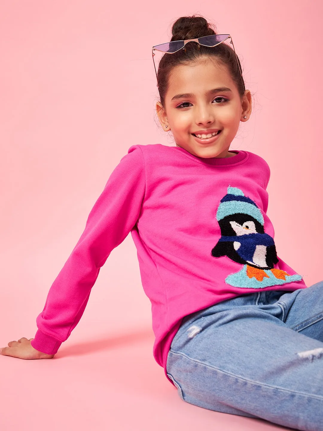 Girls Graphic Embroidered Pullover Sweatshirt