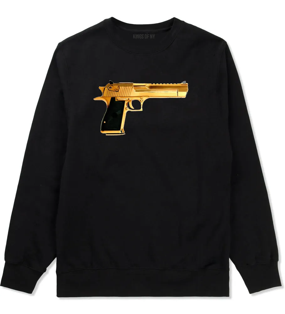 Gold Gun 9mm Revolver Chrome 45 Crewneck Sweatshirt