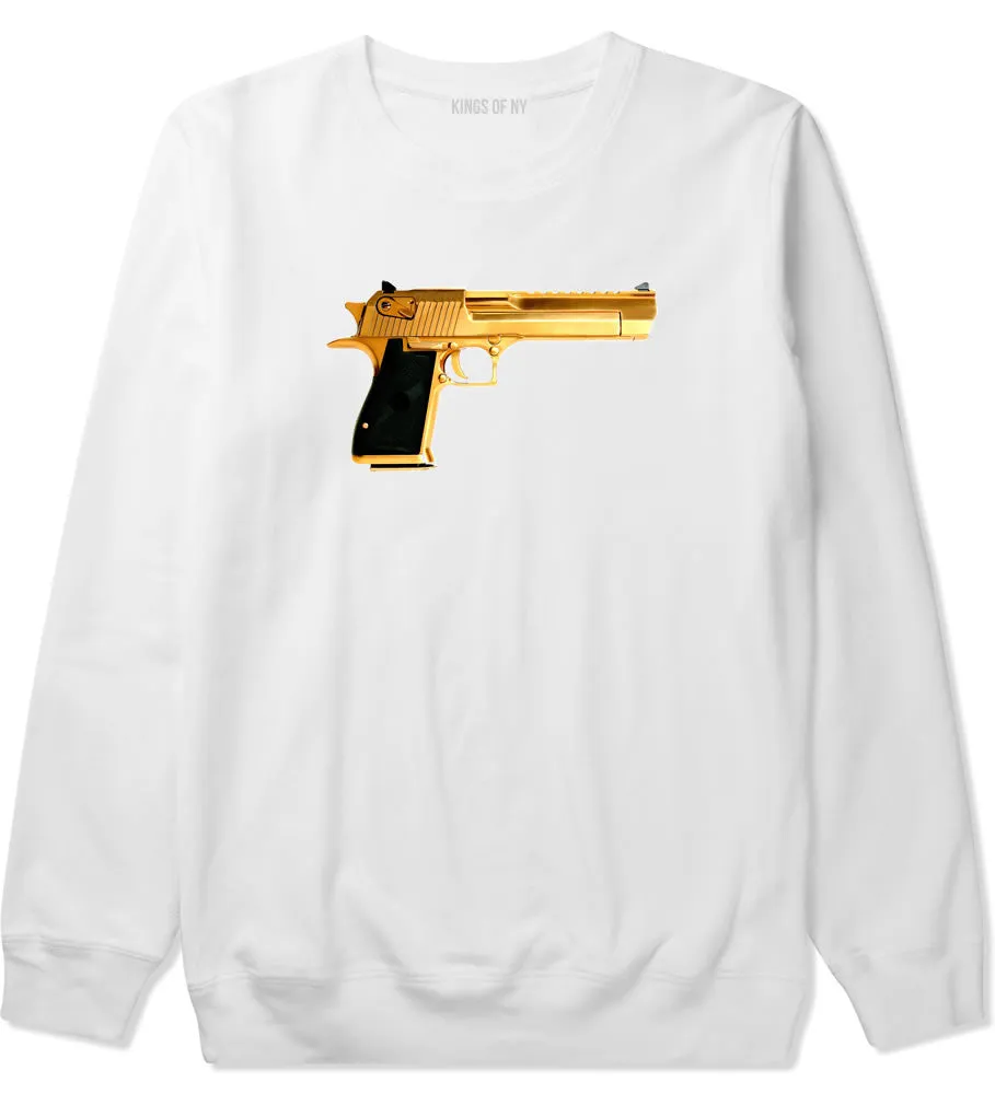 Gold Gun 9mm Revolver Chrome 45 Crewneck Sweatshirt