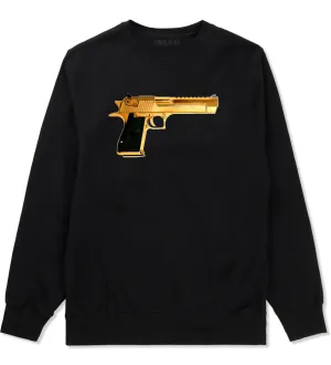 Gold Gun 9mm Revolver Chrome 45 Crewneck Sweatshirt