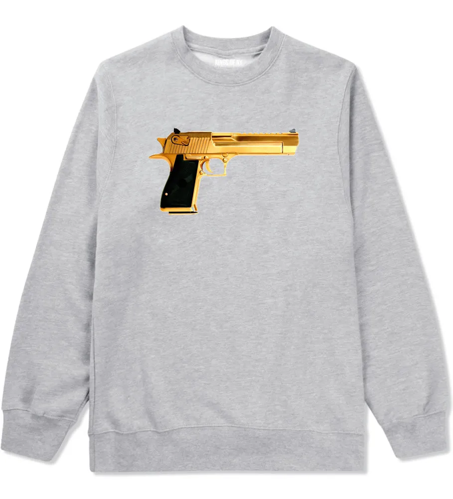 Gold Gun 9mm Revolver Chrome 45 Crewneck Sweatshirt