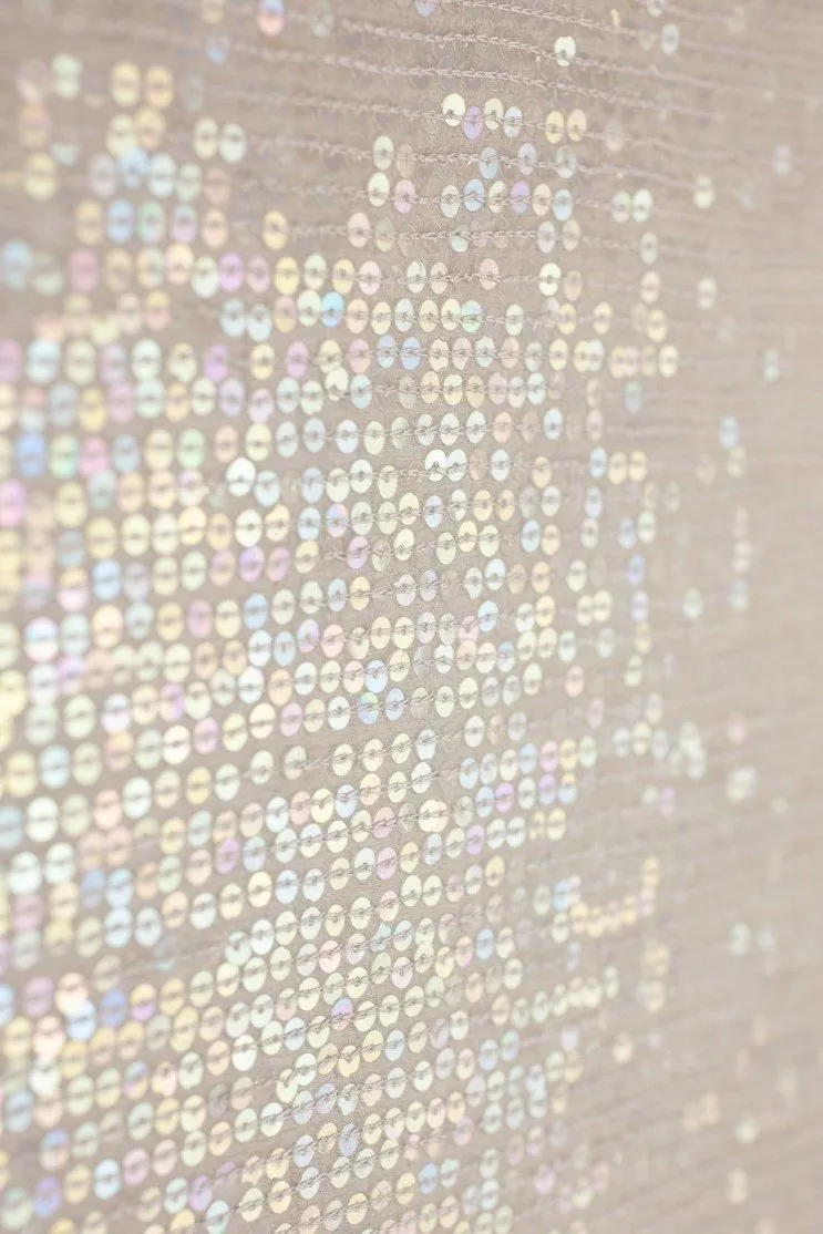 Gray Sequins & Beads on Silk Chiffon JEC-132-4 Fabric