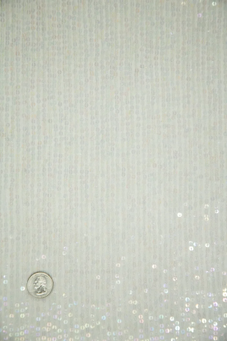 Gray Sequins & Beads on Silk Chiffon JEC-132-4 Fabric