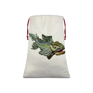 Green Fish Sublimation Linen Drawstring Sack