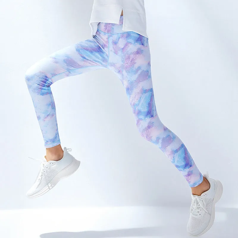 Hzori Spring and Summer New Parent-Child Children's Yoga Clothes Mother and Daughter Quick-Drying Sports High Waist Tight Fitness Pants