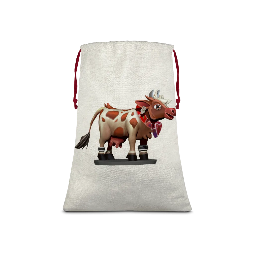 Light Brown Cow Sublimation Linen Drawstring Sack