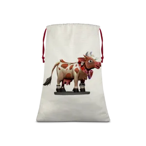 Light Brown Cow Sublimation Linen Drawstring Sack