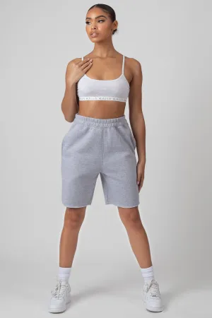 Longline Raw Hem Shorts Grey