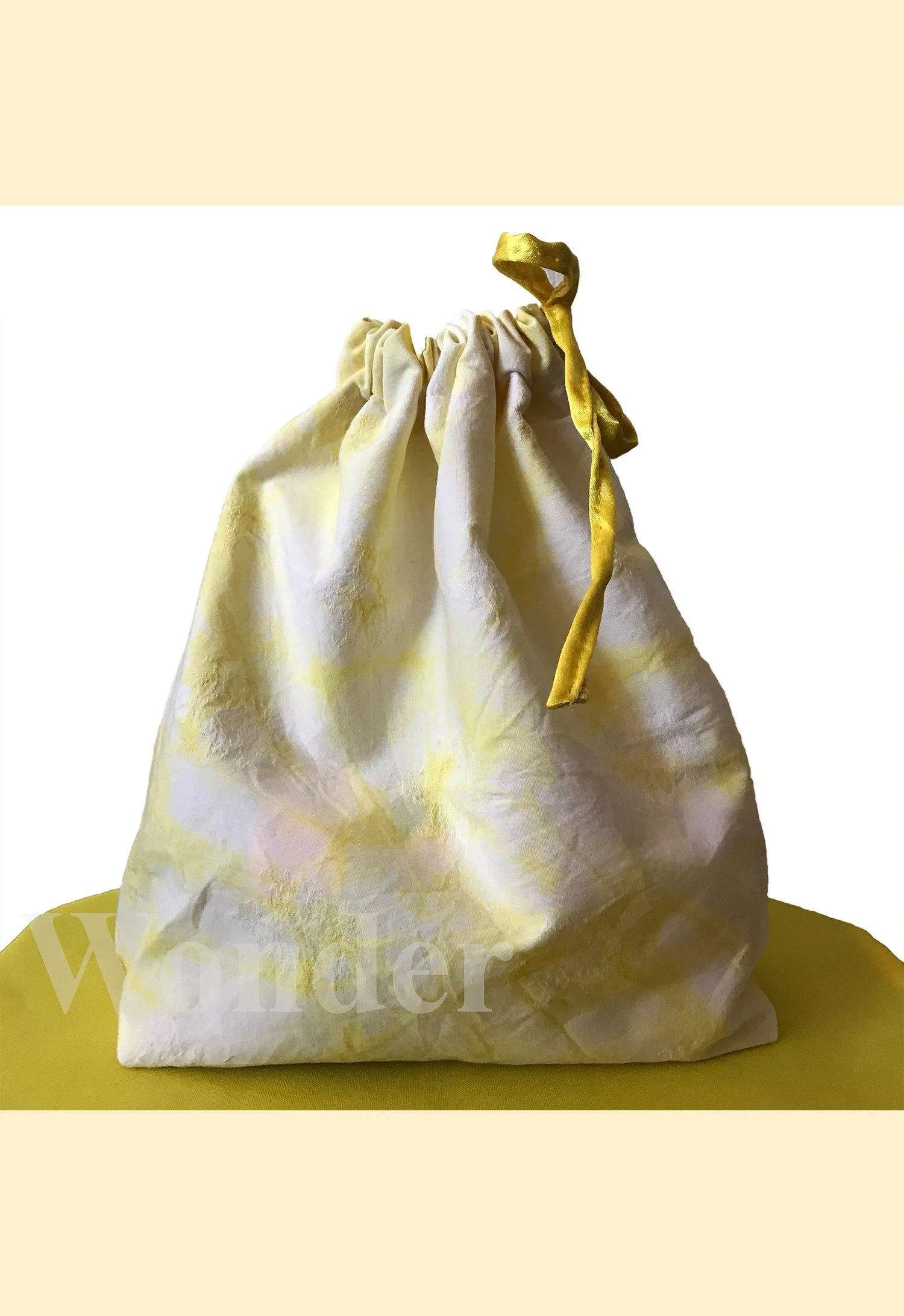 Naturally dyed drawstring bag