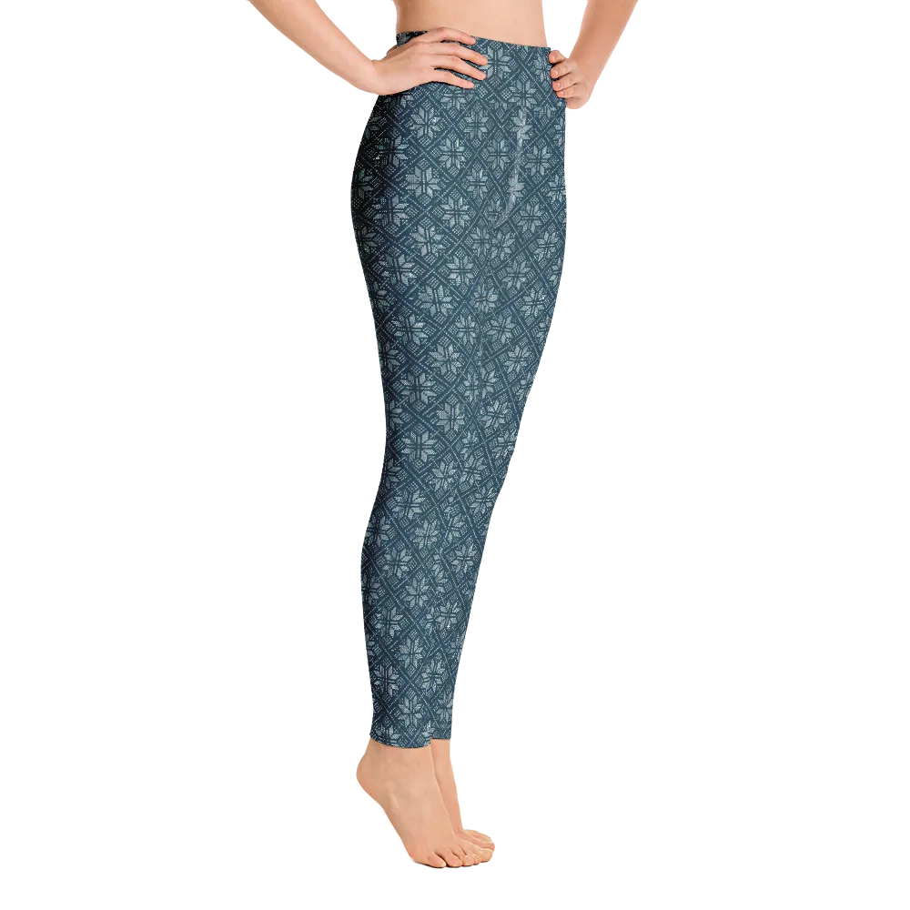 Navy Snowflake Yoga Pants
