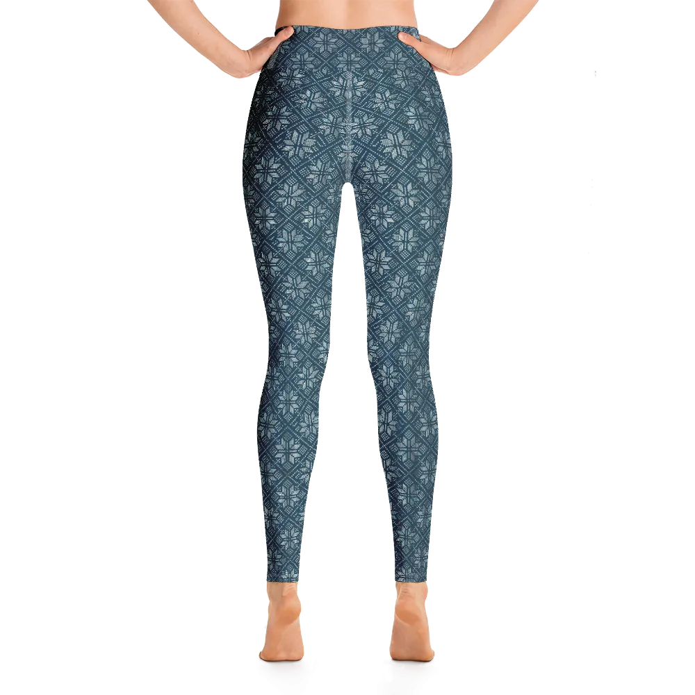Navy Snowflake Yoga Pants