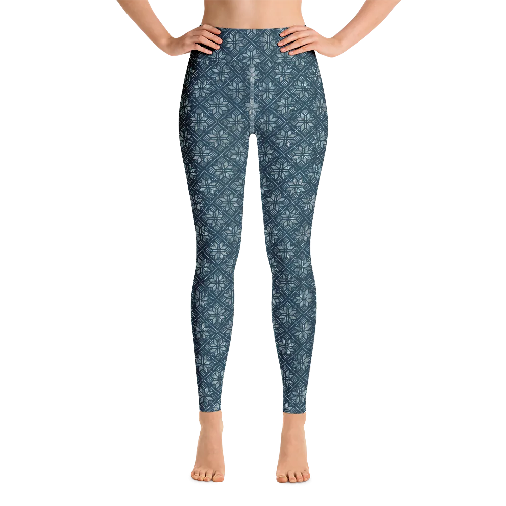 Navy Snowflake Yoga Pants