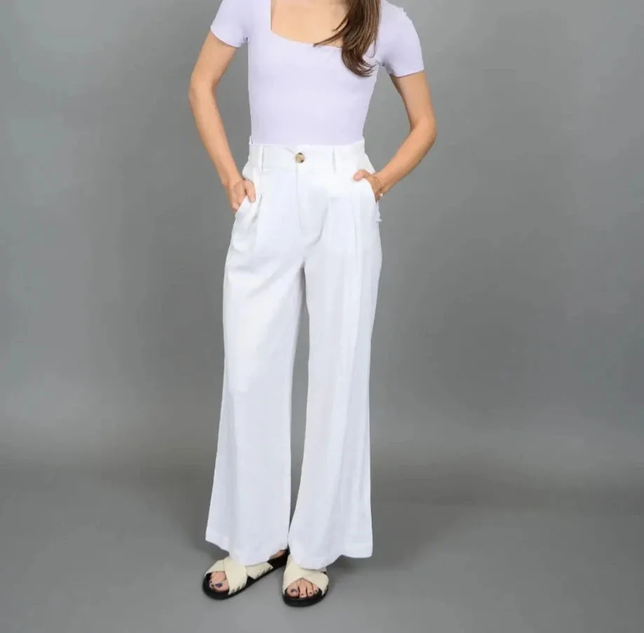 NYX Linen Blend Pants | White