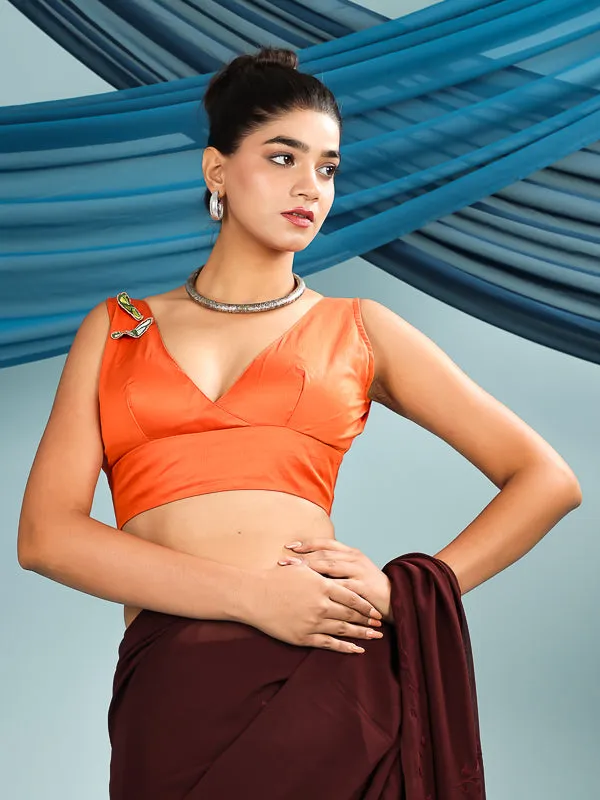 Orange Sleeveless Butterfly Retro Padded Blouse