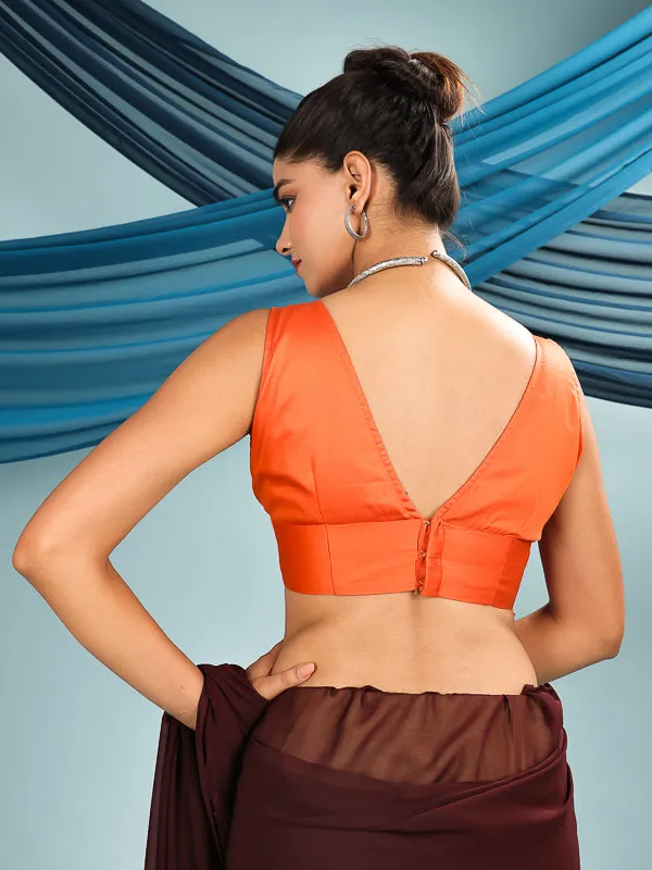 Orange Sleeveless Butterfly Retro Padded Blouse