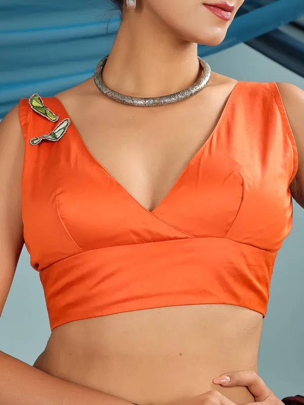 Orange Sleeveless Butterfly Retro Padded Blouse