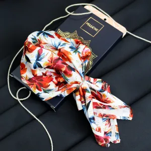 Peluche Botanic Bloom Elegance Orange Pocket Square for Men (14X14 inches)