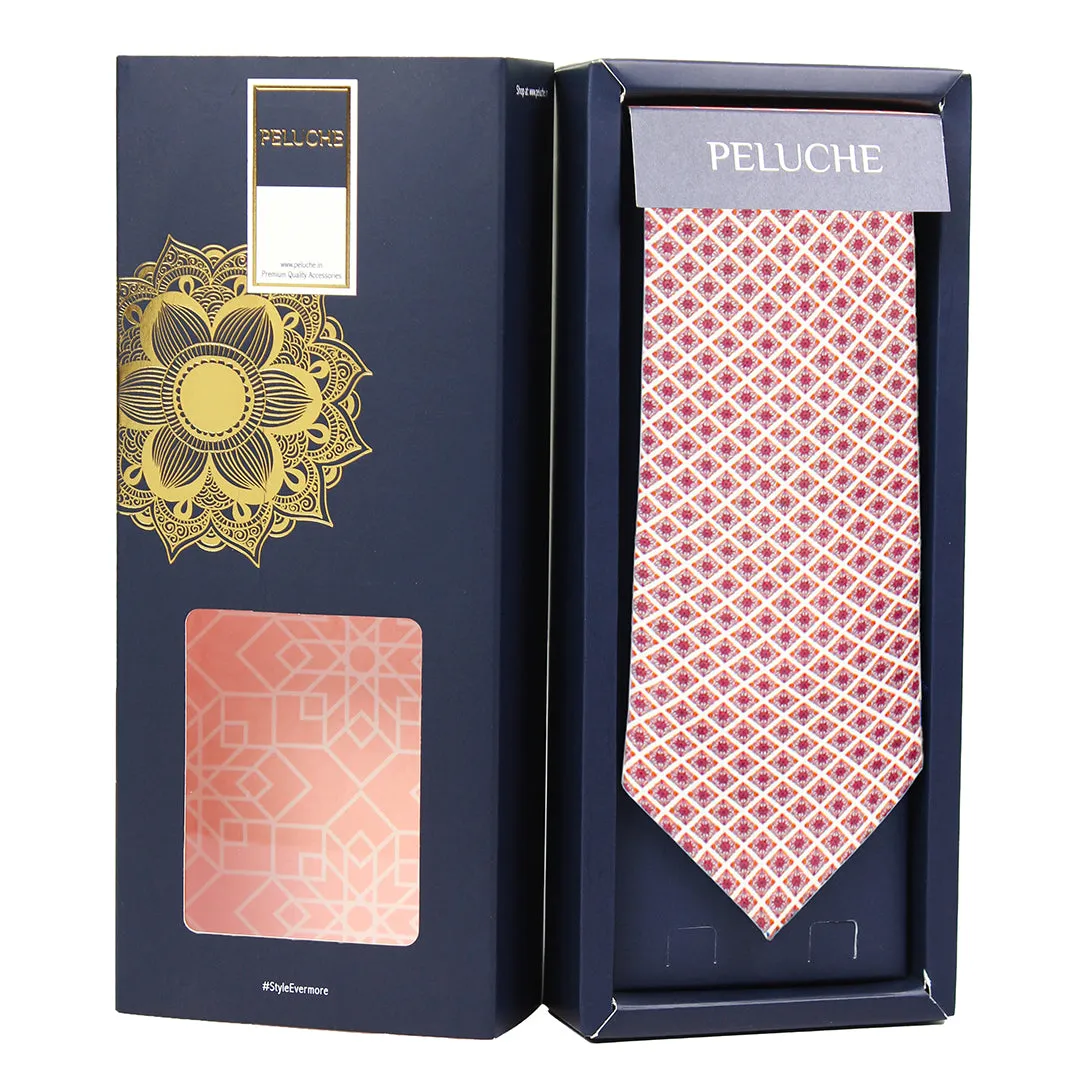 Peluche Lily Mosaic Multicolor Broad Neck Tie & Pocket Square Set for Men