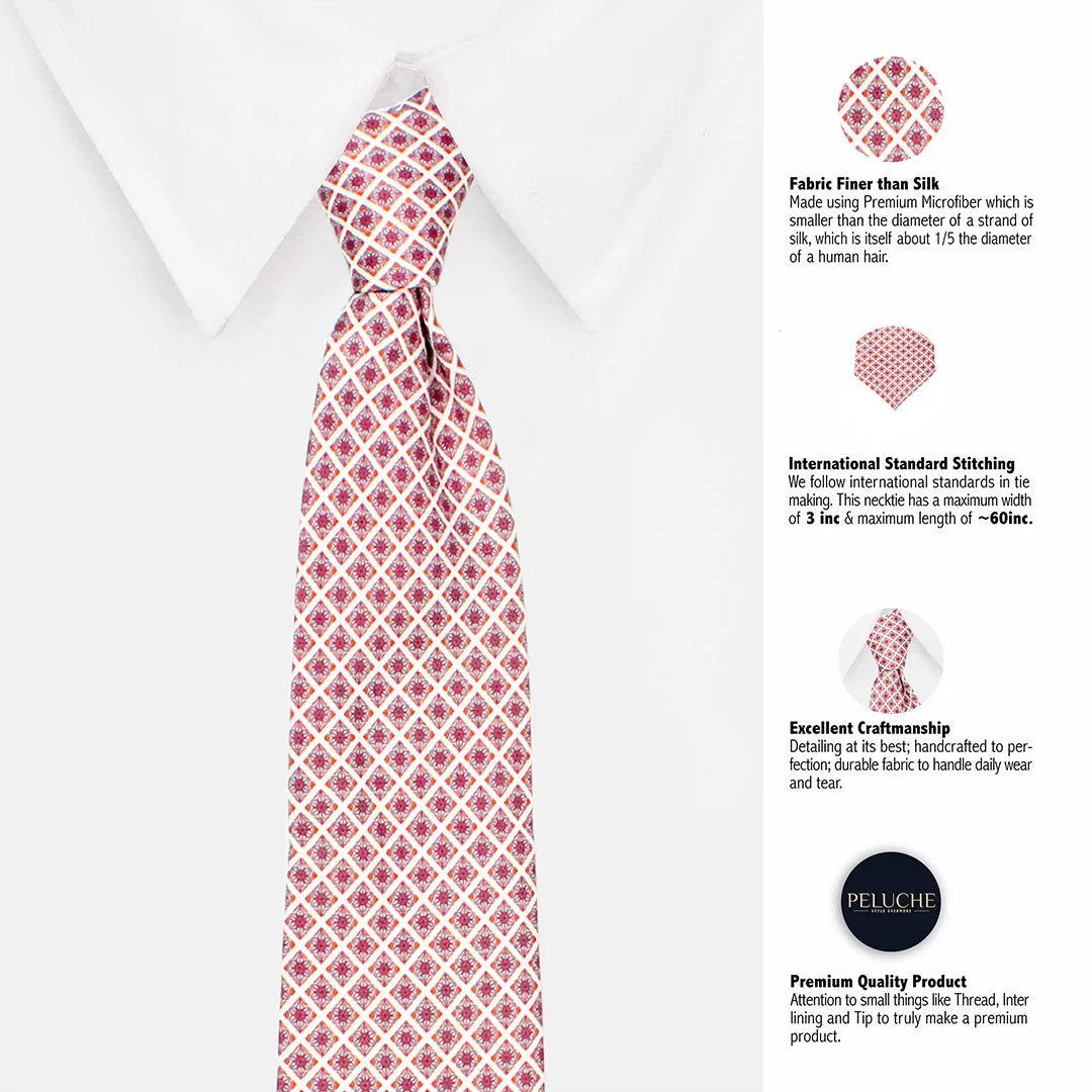 Peluche Lily Mosaic Multicolor Broad Neck Tie & Pocket Square Set for Men