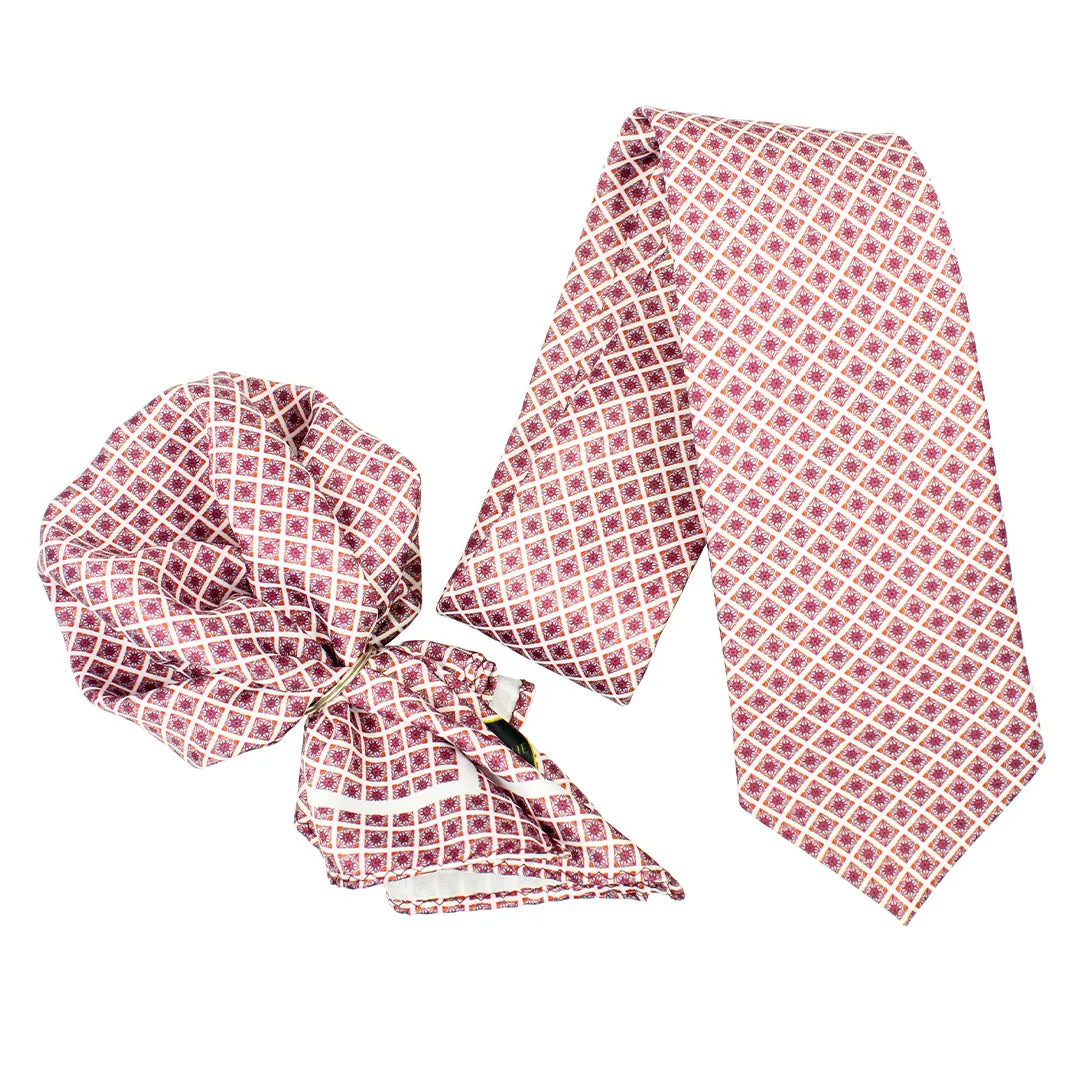 Peluche Lily Mosaic Multicolor Broad Neck Tie & Pocket Square Set for Men