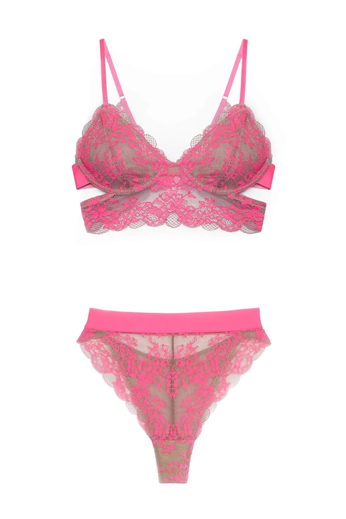 Pink Wild Lace Longline Set
