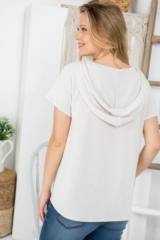 Plus Size Short Sleeve Hooded Sweatshirt